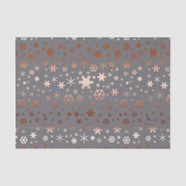 Elegant Christmas snowflake pattern rose gold Tissue Paper (Front)