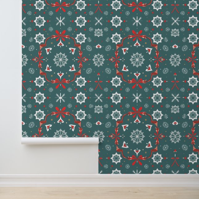 Elegant Christmas Snowflake Pattern Wallpaper (Application)