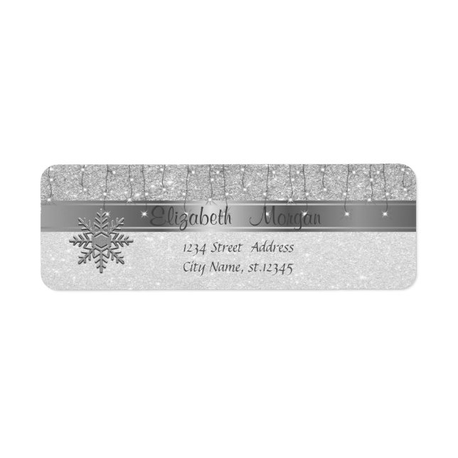 Elegant ,Christmas,Snowflake Silver Glittery (Front)