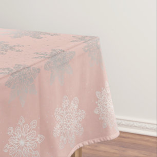 Elegant Christmas snowflake silver rose gold Tablecloth