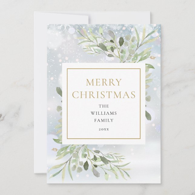 Elegant Christmas Snowflakes Holiday  Card (Front)