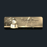 Elegant Christmas,Snowman,Faux Gold<br><div class="desc">Snowman  and sparkle on faux gold  background. An elegant and sophisticated designe.Costumize with your name and address.</div>