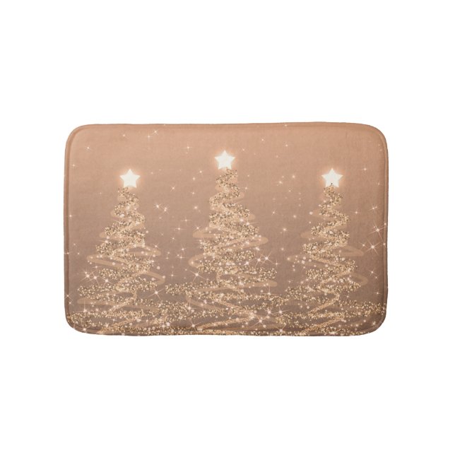 Elegant Christmas Sparkling Trees Copper  Bath Mat (Front)