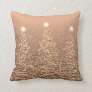 Elegant Christmas Sparkling Trees Copper Throw Pillow