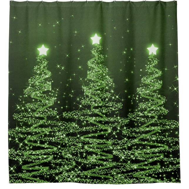Elegant Christmas Sparkling Trees Green (Front)