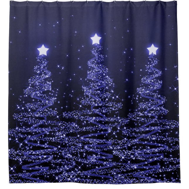 Elegant Christmas Sparkling Trees Navy Blue (Front)