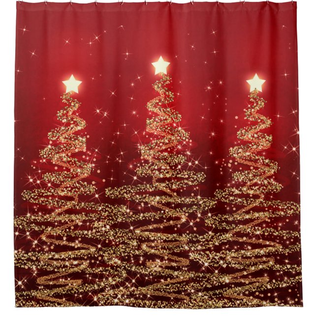 Elegant Christmas Sparkling Trees Red (Front)