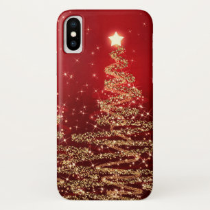 Elegant Christmas Sparkling Trees Red Case-Mate iPhone Case