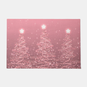 Elegant Christmas Sparkling Trees Rose Gold  Doormat