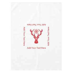 Elegant Christmas Stag Red and White Deer Tablecloth