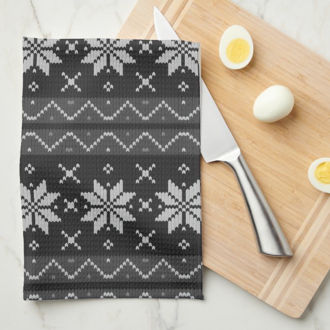 Elegant Christmas Sweater Scandinavian Knit Kitchen Towel (Quarter Fold)