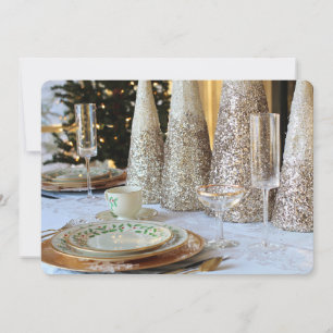Elegant Christmas Table Setting Dinner Invitation