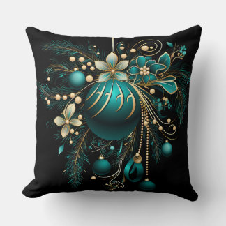 Elegant Christmas Throw Pillow – Baroque Ornament