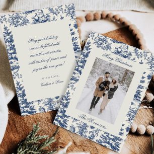 Elegant Christmas Toile Family Holiday Photo Card