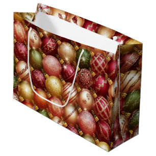 Elegant Christmas Tree Baubles Decorations Holiday Large Gift Bag