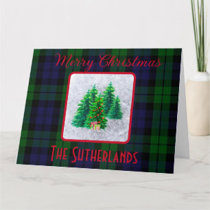 Elegant Christmas Tree Black Watch Tartan Holiday  Card