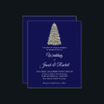 Elegant Christmas Tree Blue Budget Wedding Invite<br><div class="desc">This elegant wedding design features a snowy Christmas tree with lights on a dark, midnight blue / navy blue background. Click the customize button for more flexibility in modifying the text and the graphics! Variations of this design, additional paper types, as well as coordinating products are available in our shop,...</div>