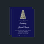 Elegant Christmas Tree Blue Budget Wedding Invite<br><div class="desc">This elegant wedding design features a snowy Christmas tree with lights on a dark, midnight blue / navy blue background. Click the customize button for more flexibility in modifying the text and the graphics! Variations of this design, additional paper types, as well as coordinating products are available in our shop,...</div>
