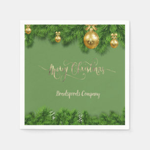 Elegant Christmas Tree Branches, Balls Napkin