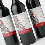 Elegant Christmas Tree Business Gift Wine Label<br><div class="desc">A beautiful red,  white and silver decorated Christmas tree,  your holiday Christmas greeting and company name in chic lettering personalize these wine bottle labels to serve at your holiday party or to give as gifts or party favours for clients,  employees and corporate gifts. MATCHING items in our collection.</div>