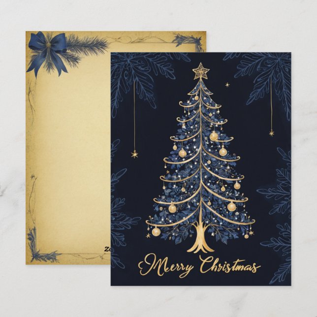 Elegant Christmas Tree Candle and Gift Card (Front/Back)