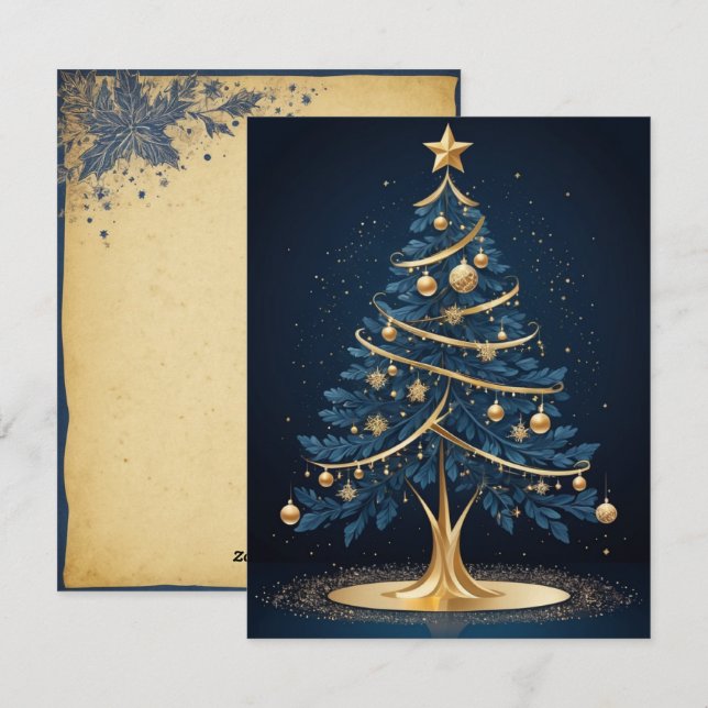 Elegant Christmas Tree Candle and Gift Card (Front/Back)