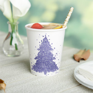 Elegant Christmas Tree Charming Lavender Purple Paper Cups