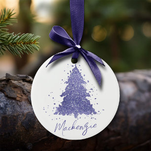 Elegant Christmas Tree Charming Purple Custom Ceramic Ornament