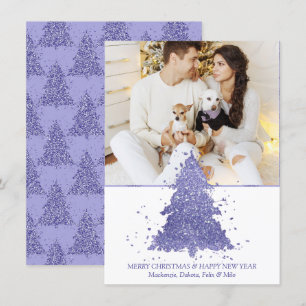 Elegant Christmas Tree   Charming Purple Photo Holiday Card