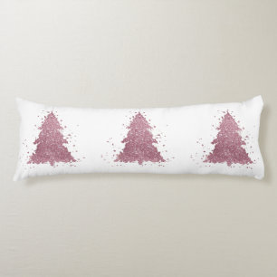 Elegant Christmas Tree Dusty Mauve Pink Splatter Body Pillow
