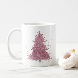 Elegant Christmas Tree   Dusty Mauve Pink Splatter Coffee Mug