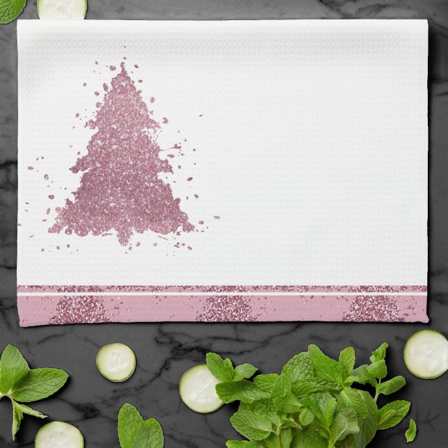 Elegant Christmas Tree | Dusty Mauve Pink Splatter Kitchen Towel (Creator Uploaded)