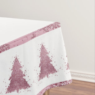 Elegant Christmas Tree Dusty Mauve Pink Splatter Tablecloth
