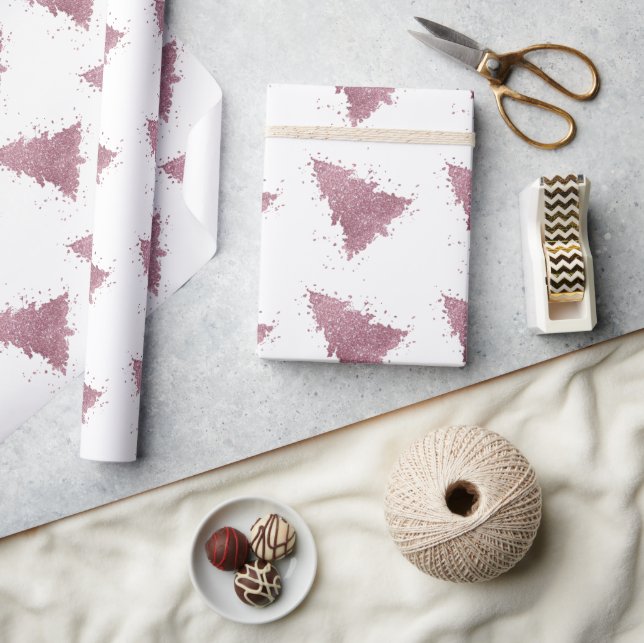 Elegant Christmas Tree | Dusty Mauve Pink Splatter Wrapping Paper (Crafts)