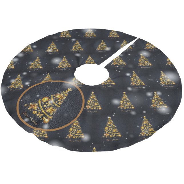 Elegant Christmas Tree Gift Brushed Polyester Tree Skirt (Angled)