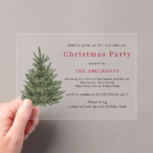 Elegant Christmas tree gold Christmas party Acrylic Invitations