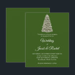 Elegant Christmas Tree Green Budget Wedding Invite<br><div class="desc">This elegant wedding design features a snowy Christmas tree with lights on a dark, forest green background. Click the customize button for more flexibility in modifying the text and the graphics! Variations of this design, additional paper types, as well as coordinating products are available in our shop, zazzle.com/store/doodlelulu. Contact us...</div>