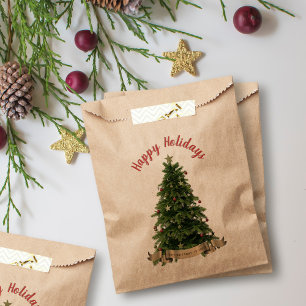 Elegant Christmas Tree Happy Holidays Festive Favour Bag