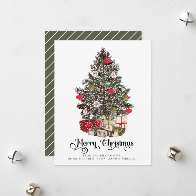 Elegant Christmas Tree Holiday Card (Front/Back In Situ)