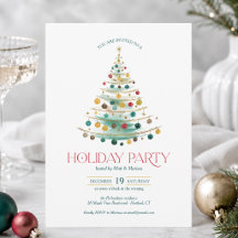 Elegant Christmas Tree Holiday Party Invitation