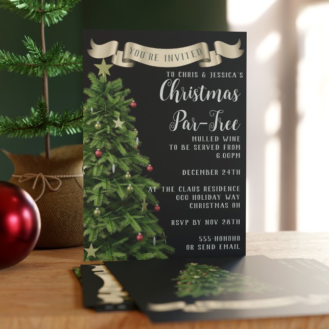 Elegant Christmas Tree Holiday Party Invitation (Perfect invitation for your holiday party. Just add your details. Merry Christmas!)