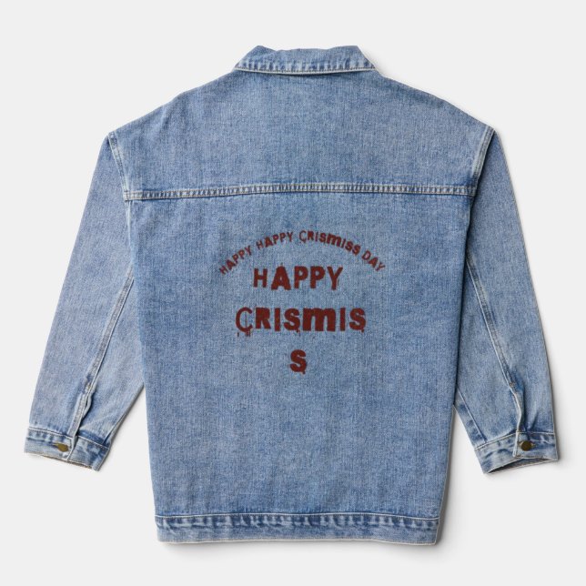 Elegant Christmas Tree Logo Design for Holiday T-S Denim Jacket (Back)