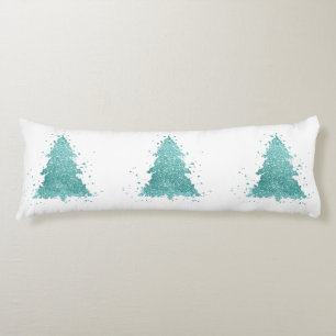 Elegant Christmas Tree   Luxe Aqua Mint Splatter Body Pillow