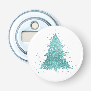 Elegant Christmas Tree Luxe Aqua Mint Splatter Bottle Opener