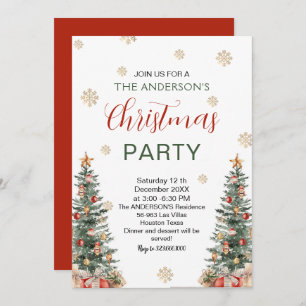 Elegant Christmas Tree Modern Party  Invitation