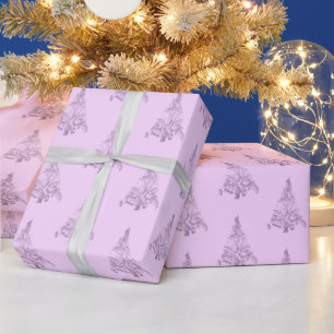 Elegant Christmas Tree Pattern Pink Wrapping Paper