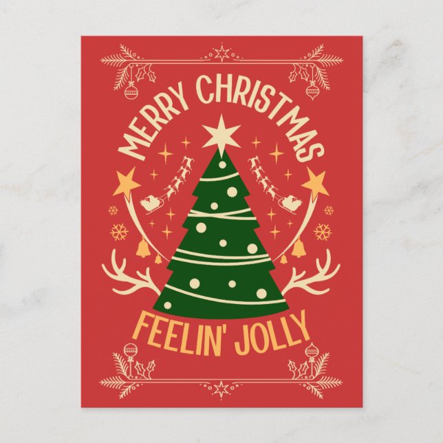 Elegant Christmas Tree Postcard: Red & Radiant  Postcard (Front)