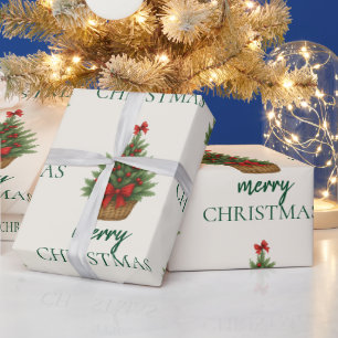 Elegant Christmas Tree – Red Ribbon  Wrapping Paper