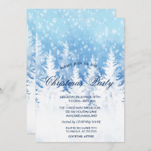 Elegant Christmas Tree, Snow Christmas Party Invitation