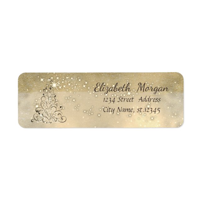 Elegant Christmas Tree ,Sparkle,Faux Gold Glittery (Front)
